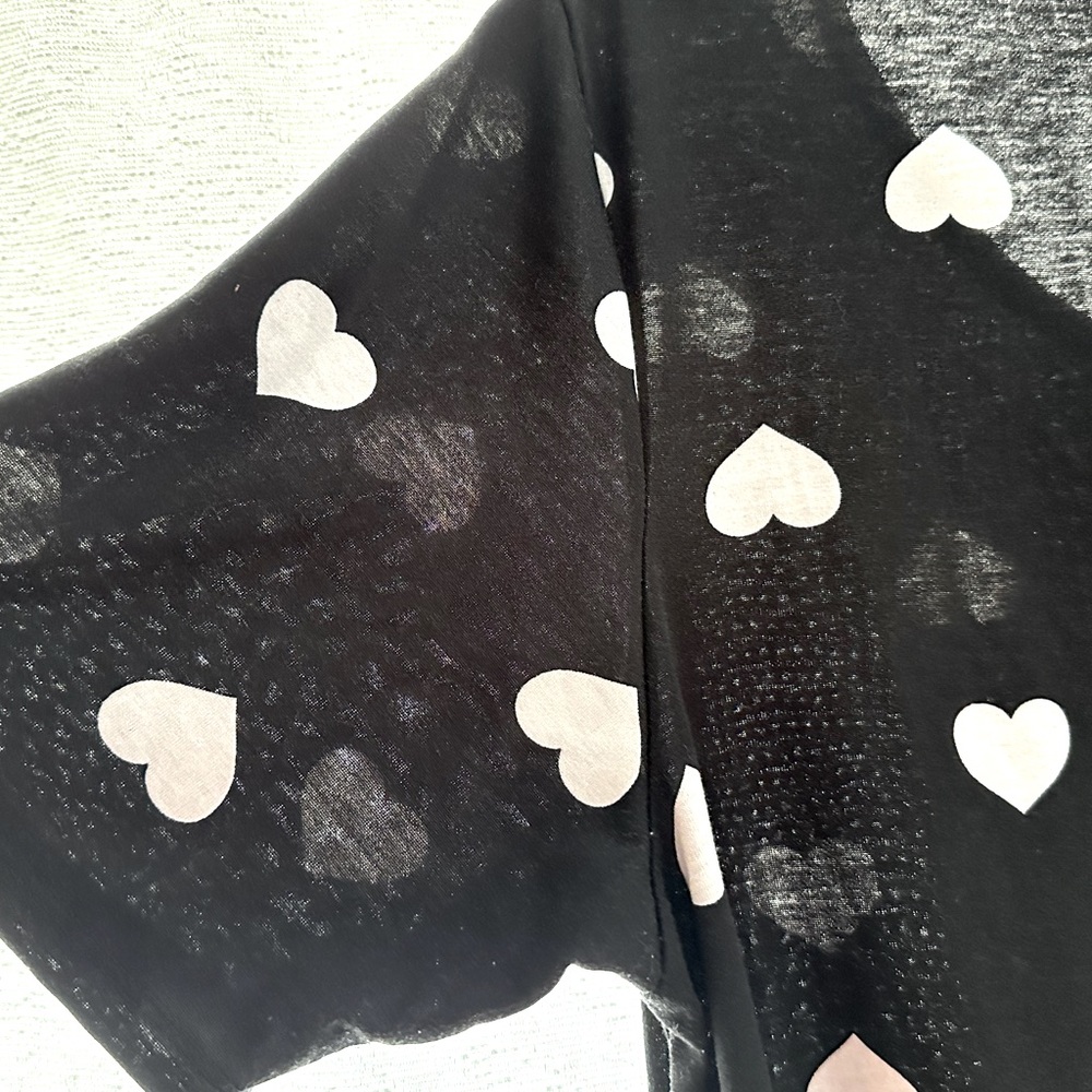 Black and White Blouse W/Hearts